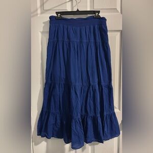East 5th Blue Tiered Maxi Skirt, Large